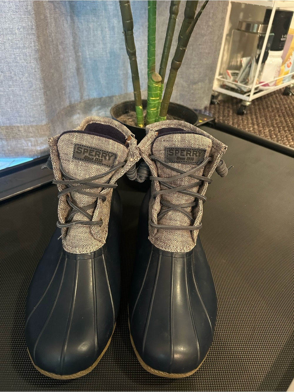 Sperry Navy and Gray Women's Lace-Up Duck Boots